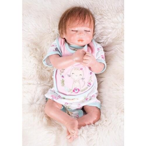 Dollmai Bebe Doll Reborn 20-22inch 50-55cm Soft Silicone Boy Girl Toy Reborn Baby Doll Gift for Child Present Gray Dog Baby Doll