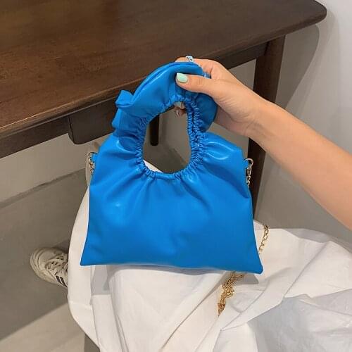 Fashion Ruffle Handle Handbags Purses Chain Crossbody Bags for Women 2021 New Luxury Design Ladies Messenger Bags High Quality