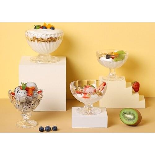 Ice Cream Glass Cup Transparent Light Luxury Dessert Cold Drink Ice Cream Ice Cream European Milk Tea Shop Ins Gift Ice Cream