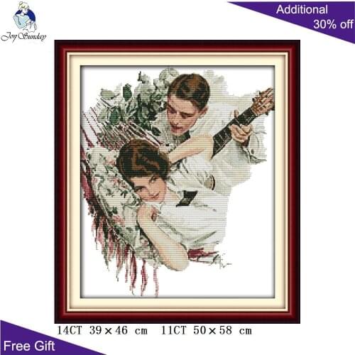 Joy Sunday Tweedle Couple Needlework Home Decoration R280 Counted and Stamped Tweedle Embroidery DIY Cross Stitch kits