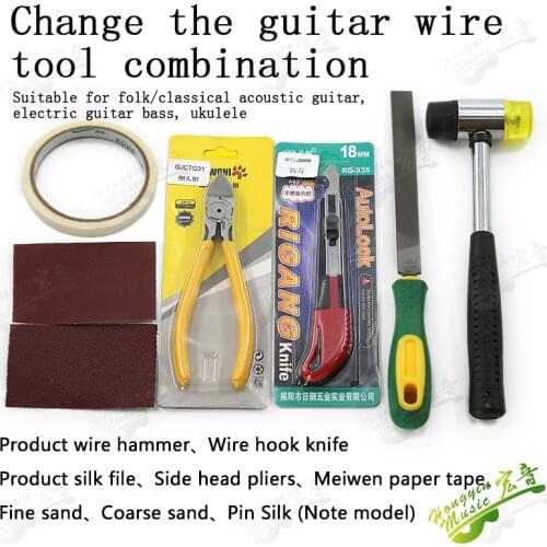 Fingerboard Fret Replacement Tool Set For Classical Acoustic Folk Electric Guitar Ukulele Hammer Pliers Hook Knife Masking Tape