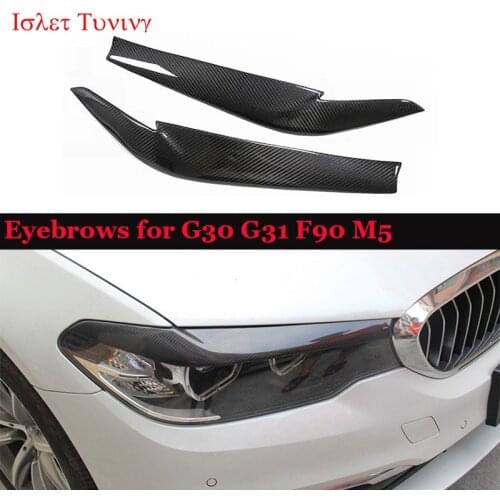 G30 Dry Carbon Headlight Eyebrows for BMW G30 G31 F90 M5 Carbon Fiber Eyelids Sticker Trims 525i 530i 540i 2017 2018 2019