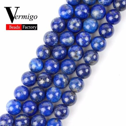 Wholesale Natural Gems Stone No Fade Lapis Lazuli Round Loose Beads For Jewelry Making 4 6 8 10 12mm Diy Bracelet Necklace