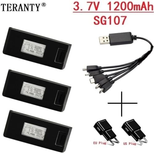 Original 3.7V 1200mAH Lipo Battery With 5-in-1 Charger For SG107 4K RC Drone 3.7V Drone Battery for SG107 Quadcopter Spare Parts