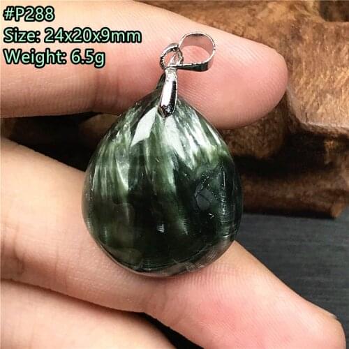 Necklace Pendant Natural Green Seraphinite Stone For Women Men 27x22x11mm Oval Beads Crystal Silver Clear Gemstone Jewelry AAAAA