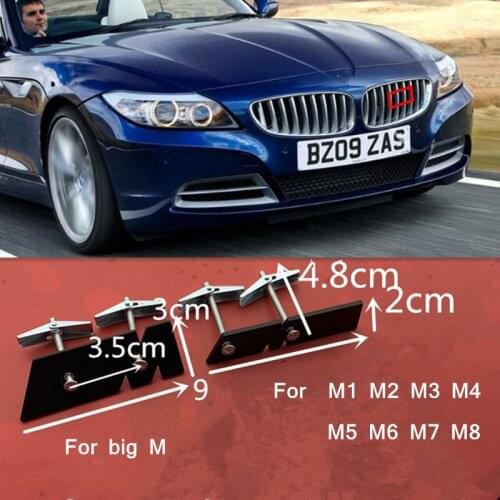 Front Grille Emblem Bracket for BMW M M1 M2 M3 M4 M5 M6 M7 M8 Logo M Colour Badge Car Styling Sticker Glossy black chrome silver