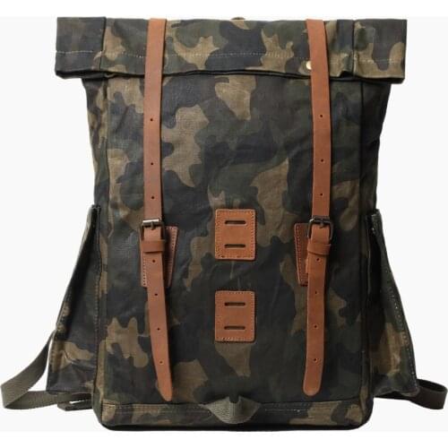 Waterproof Waxed Canvas Backpack Camouflage Outdoor Travel Rucksack Mens Backpacks Male School Bags Large Capacity Laptop Bag