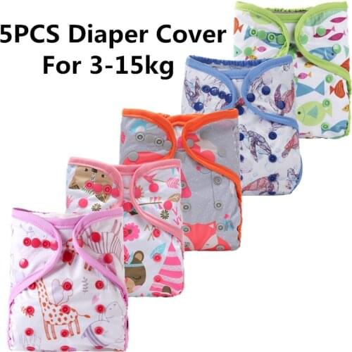 [simfamily]5Pcs/Set Reusable Cloth Diaper Cover Washable Waterproof Baby Nappy PUL Suit 3-15kgs Wholesale Adjustable Diaper