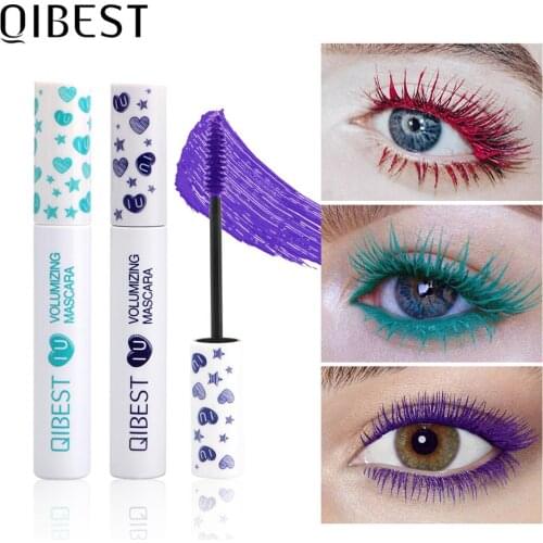 QIBEST Colorful Mascara 3D Silky Professional Mascara Rimel Mascara Extension Make-up Beauty Cosmetic Thick Long Curling Eyelash