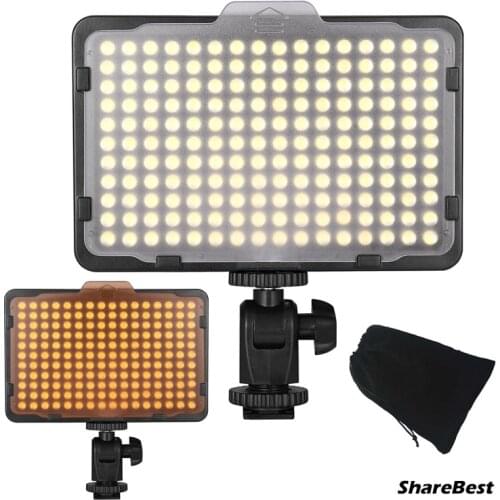 PT-176S 176 LED Ultra Bright 5500K Dimmable On Camera Video Light for Canon Nikon Pentax Panasonic Sony DSLR Cameras