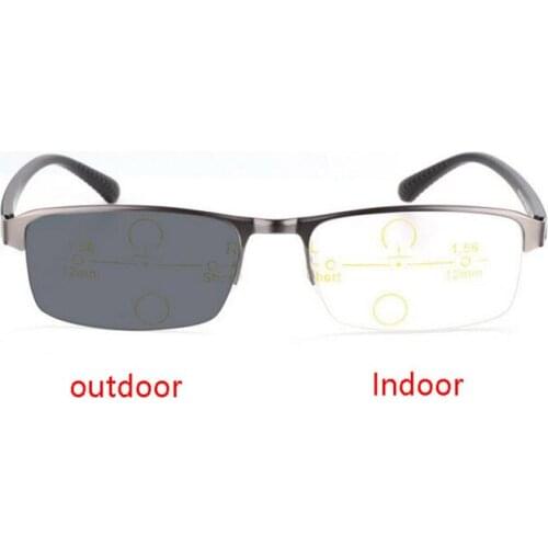 High-grade Mens Reading Glasses With Near-far Dual-purpose Progressive Multi-focus Sun-discolored Dual-light Presbyopic Glasses