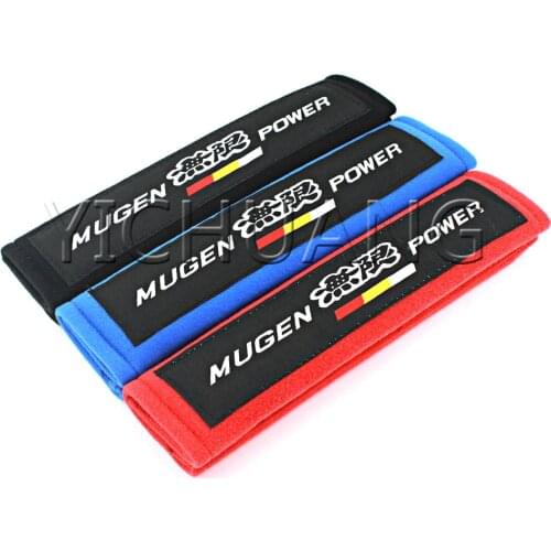 1 Pair JDM Mugen Power Red/Black/Blue Cotton Auto Seat Belt Cover Shoulder Harness Strap Pads