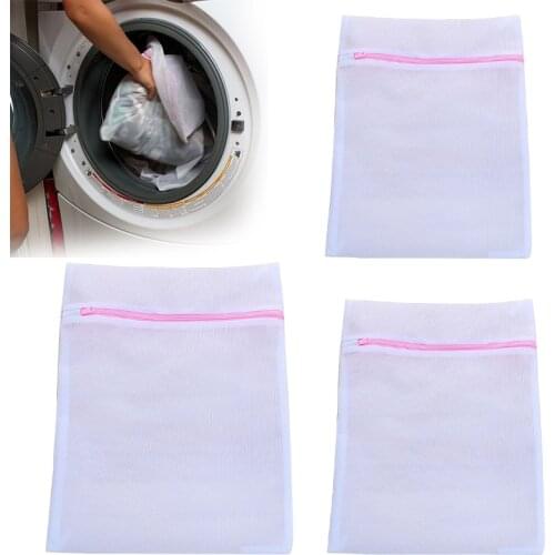 1Pc White Bra Laundry Bag Washing Laundry Bag Clothing Care Foldable Mesh Net Clothe Washing Bag Zipper Laundry Bag