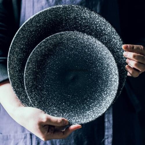 1pcs Japanese Plate Ceramic Tableware Pizza Snack Steak Dinner Porcelain Tableware Food Tray Plates