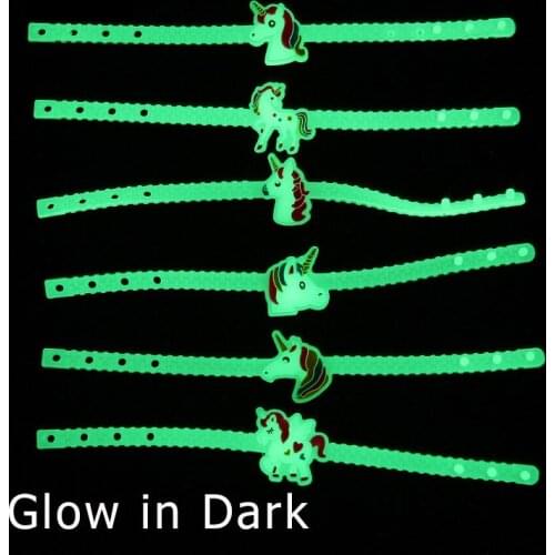 12pcs luminous unicorn PVC bracelet night glow cartoon sports bracelet epoxy creative childrens silicone bracelet wristband