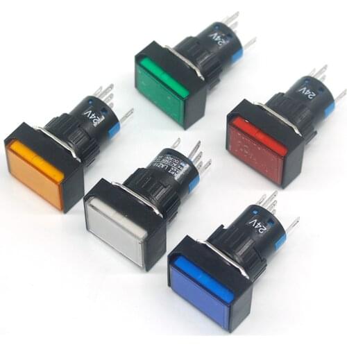 16mm momentary & Self-locking push button switch with LED lamp square button