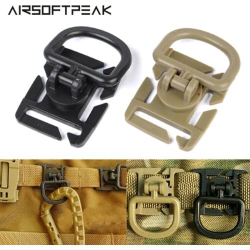 2pcs/Lot 360 Degree D-ring Buckle Tactical Outdoor Clips Molle Web Attachment For Backpack Vest Bags Belt Hunting Accessories