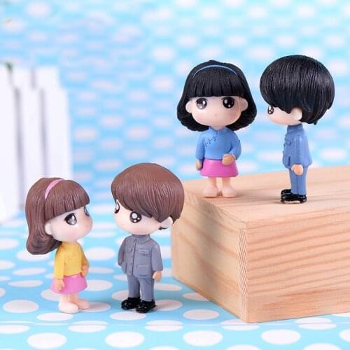 2PCS Wedding Doll Miniatures Couple Models Young Artists Figurines Home Decor Fairy Garden Marriage House Decoration Accessories