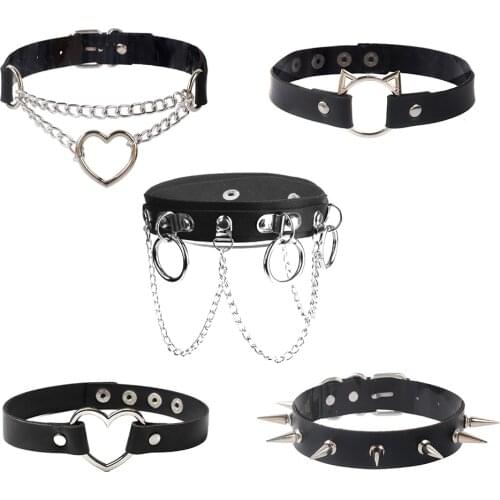 2021 Sexy Necklace BDSM Bondage PU Collar Bound Punk Rock Gothic Neck Chains For Girl Cosplay Choker Fetish Erotic Accessories