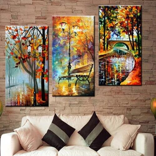 3d diy diamond painting Abstract Modern Wall Painting Rain Tree Road diamond embroidery Canvas Wall Decor Home Decoration 3pcs