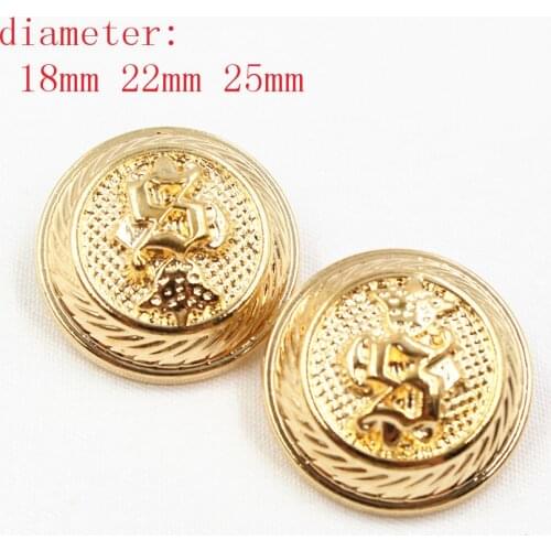 Free shipping 10pcs/Lot Dia 18/22/25mm,Gold Color,Metal British style Buttons,garment accessories DIY materials,LL-040