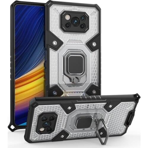 For Xiaomi POCO X3 NFC Case Hard transparent With Ring Armor Shockproof protective Back Cover case for xiaomi POCO X3 Pro Shell