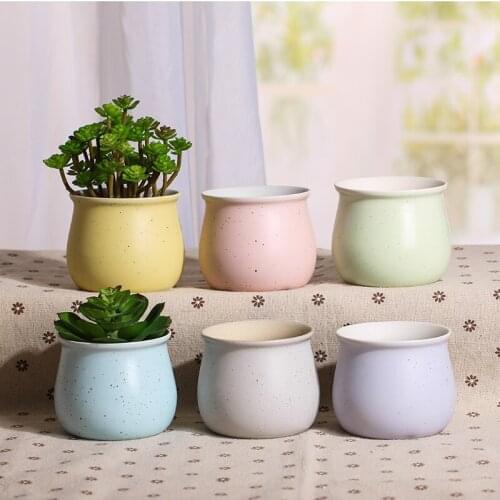Macaron Flower Pot Ceramic Vase Glazed Bonsai Desktop Ornaments Home Office Decor Garden Supplies Hand Painting Pot Plant Pot