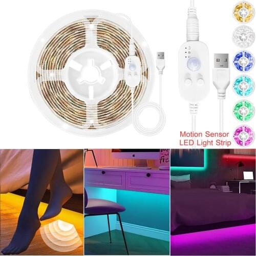 Motion Sensor LED Light Strip SMD2835 DC 5V USB Motion Sensor Smart Dimmable Tape Diode Kitchen Room Night Lamp 0.5M - 5M