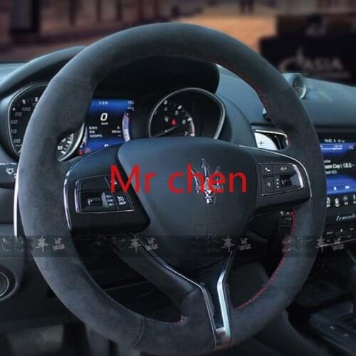 Hand Sewn Suede Steering Wheel Cover for Maserati Levante Ghibli President Car Accessories