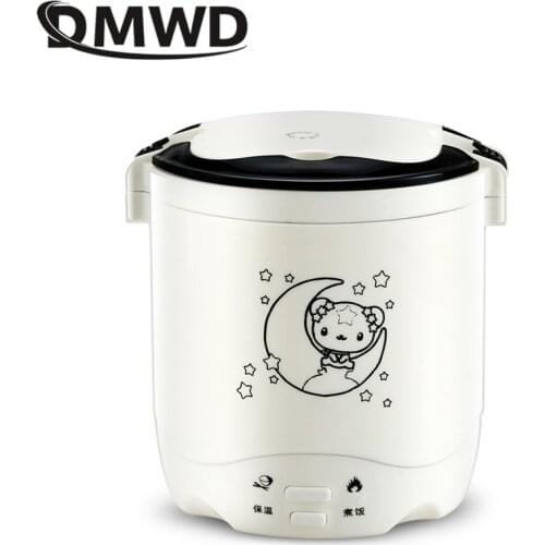 DMWD Electric Mini Rice Cooker 1.2L Insulation cooking noodles pot soup porridge boiler portable for Household office dormitory