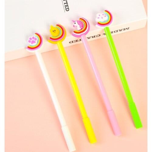24 pcs Cute rainbow animal gel pen student creative stationery cartoon black pen stationery for school escolar material escolar
