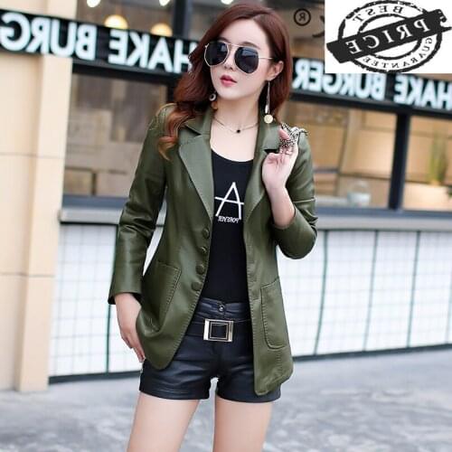 Winter 2021 Autumn Ladies Clothing Fashion Leather Jacket Women Casual Coat Motorcycle Jacket Leather Overcoat Women 50
