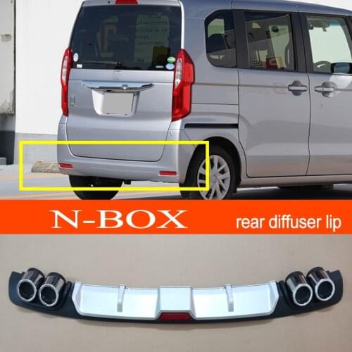 N-box ABS Plastic Silver / Black Car Rear Bumper Rear Diffuser Spoiler Lip for Honda N-box Hatchback