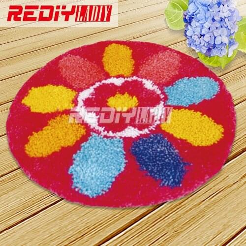 Latch Hook Rug Kit Acrylic Yarn Embroidery Cushion DIY Carpet Rug Colorful Flowers Pre-Printed Canvas Wall Tapestry Home Decor