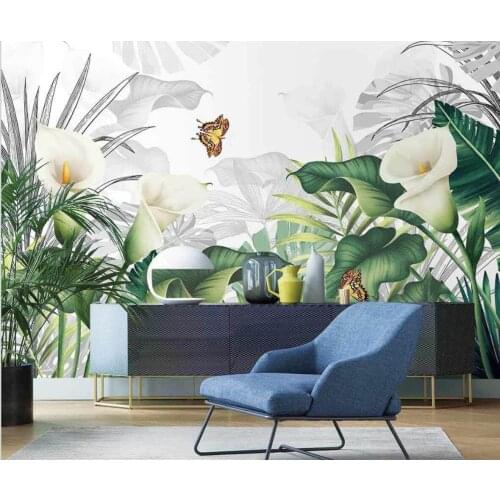 Custom mural wallpaper Nordic calla lily tropical plant European pastoral style bedroom background wall 3d wallpaper