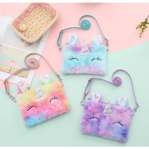 The New Cute Unicorn Coin Purse Fashion Children Girls Mini Shoulder Bag Keys Animals Messenger Handbag Kids Gift