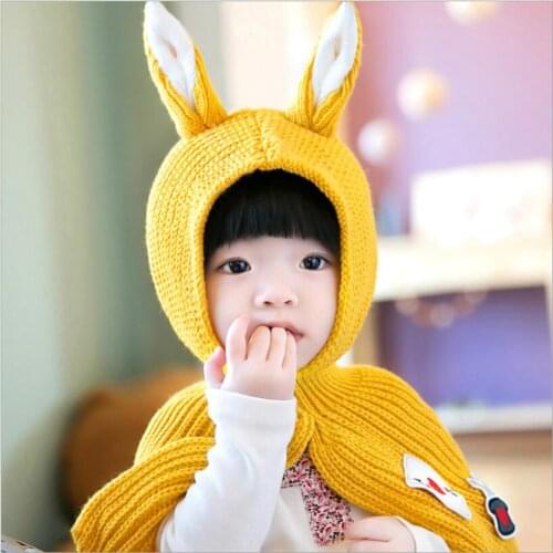 Adorable baby boy/girls knited cape children bunny ear shape cloak toddler kids outwear winter 0-4t
