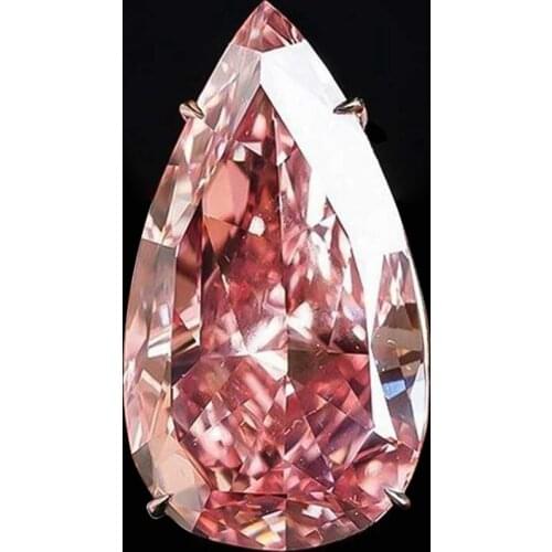 Popular Trendy Round Wedding Ring Luxury Pink Crystal Stone Water Drop Ring Promise Engagement Rings For Women