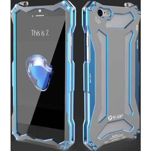 R-JUST Slim metal aluminum Shockproof Cover case for iphone 7 8 4.7inch outdoor Armor phone cases for iphone 8 7 plus 5.5"