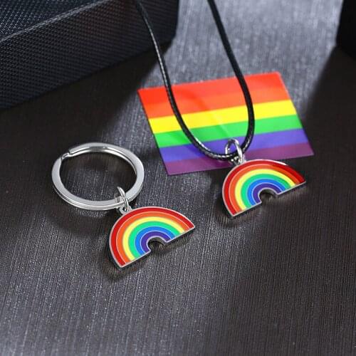Rainbow car decoration key chain necklace key ring man woman girl handbag necklace car key chain key ring