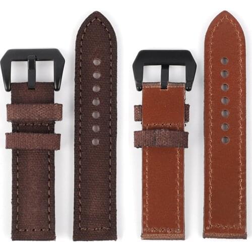 Handmade Canvas Watch Band 22mm Sports Leather Watchstrap Military Bracelet for Men Watch Accessories