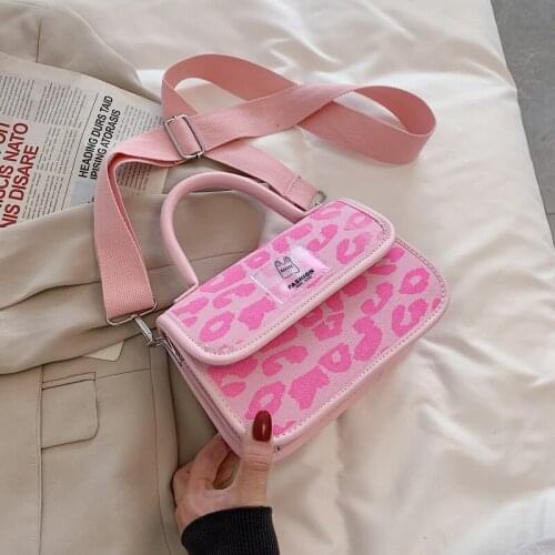 PU Leather Women Luxury Designers Handbags 2021 Shoppers Fashion Candy Color Leopard Print Canvas Stitching Joker Crossbody Bags