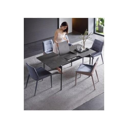 Nordic rock plate dining table and chair combination rectangular retractable folding small house Italian minimalist dining table