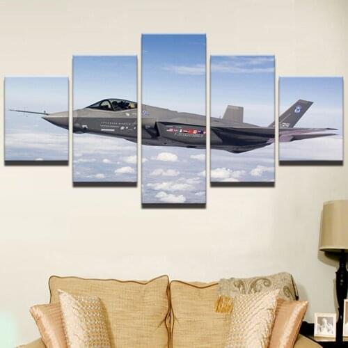 Modern 5 Panel Aircraft Fighter Plane Canvas Painting Frame Art Poster Wall Picture Home Decor Print On Canvas For Living Room