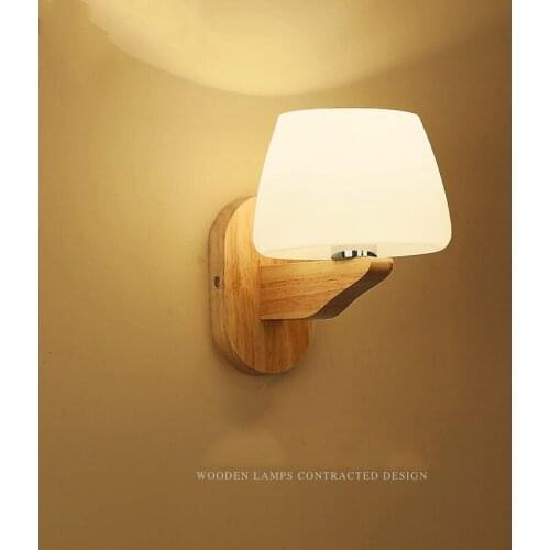 LED sconce simple modern wooden wall lamp for bedroom study living room Japanese style wall light solid wood lamps 0049
