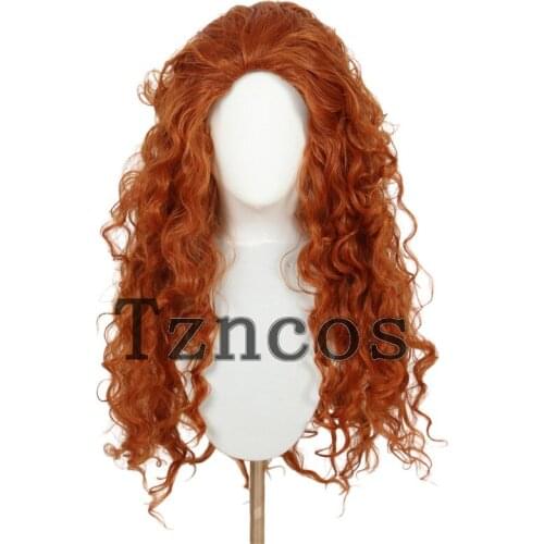 Tzncos Merida Wig Orange Red Long Wig Heat Resistant Synthetic Hair