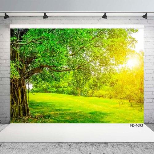 Spring Green Tree Grassland Photo Background Vinyl Photography Backdrop for Children Baby Portrait Photophone Photo Studio Props