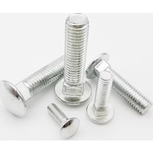 2/10pcs M4 M5 M6 M8 M10 M12 Steel GB12 DIN603 Truss Round Head Square Neck Carriage Screw Coach Bolt for Shelf Desk L= 10-100mm