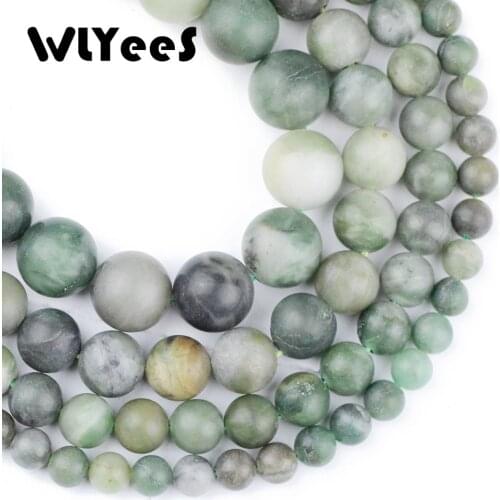 WLYeeS Natural Matte African Green Stone High quality 6/8/10/12MM Round ball Loose beads Jewelry bracelet making accessories DIY
