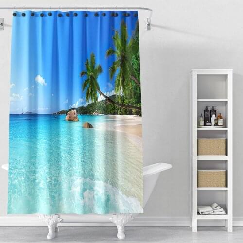 Hawaii Sea Sandy Beach Style 3D Print Waterproof Shower Curtains Home Summer Decoration Bathroom Polyester Fabric Adult